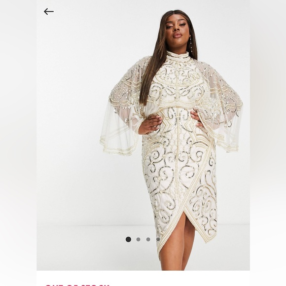 ASOS Design Curve Pearl Embellished Midi Dress - Picture 2 of 4